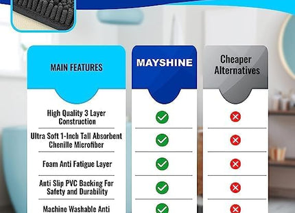 MAYSHINE Chenille Bath Mat 60 x 100cm – Soft Non-Slip Absorbent Bathroom Rug White