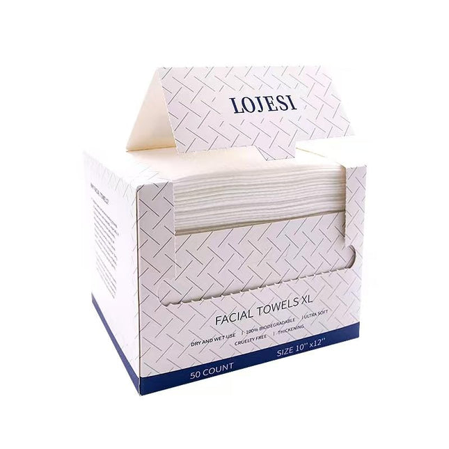 LOJESI XL Disposable Facial Towels 25 x 25cm Biodegradable 50 Pack