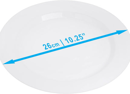 STACKABLES 16 Pack 10.25" Reusable Hard Plastic Dinner Plates – White