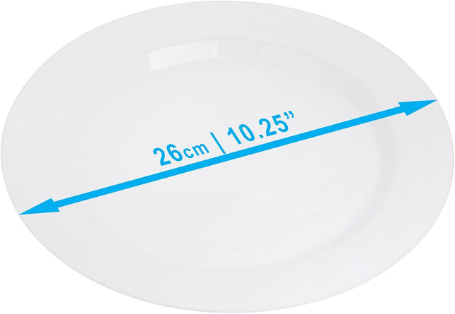 STACKABLES 16 Pack 10.25" Reusable Hard Plastic Dinner Plates – White
