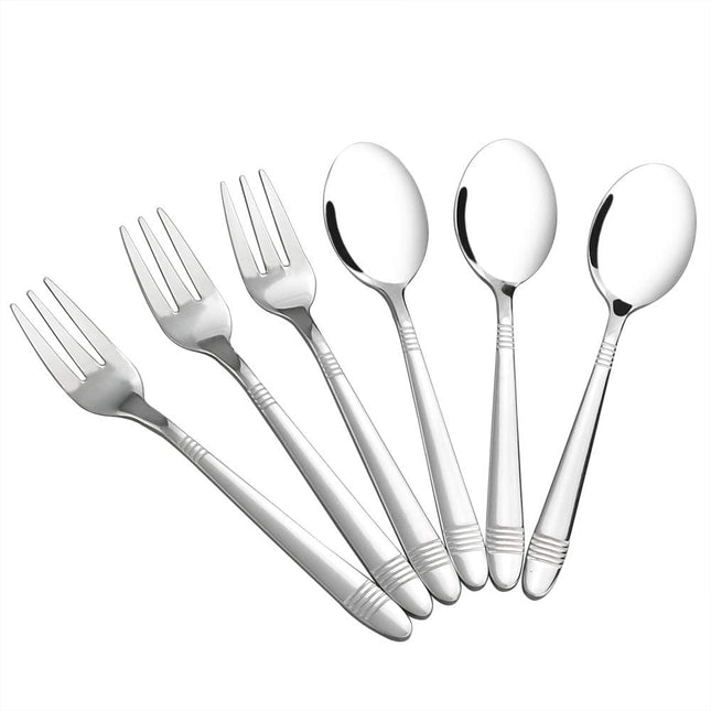 Bblina 12-Piece Dessert Cutlery Set – 6 Stainless Steel Spoons & 6 Forks (Silver)
