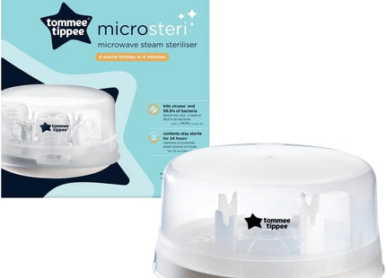 Tommee Tippee Microwave Steam Baby Bottle Steriliser – 4-Minute Cycle, Holds 4 Bottles