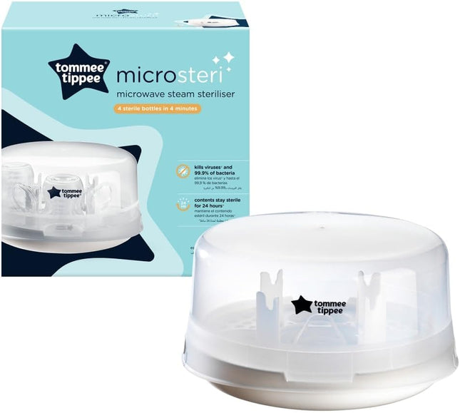 Tommee Tippee Microwave Steam Baby Bottle Steriliser – 4-Minute Cycle, Holds 4 Bottles