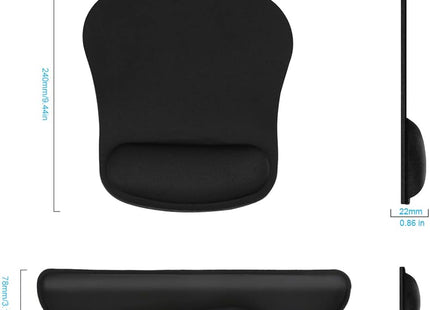 TECKNET Memory Foam Wrist Rest Set – Ergonomic Keyboard & Mouse Support Pad Black