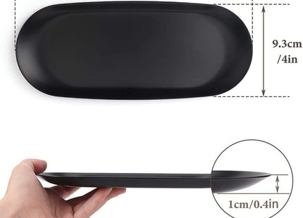 Hioph 2‑Pack Black Stainless Steel Serving Trays – 9" for Tea, Coffee & Snacks