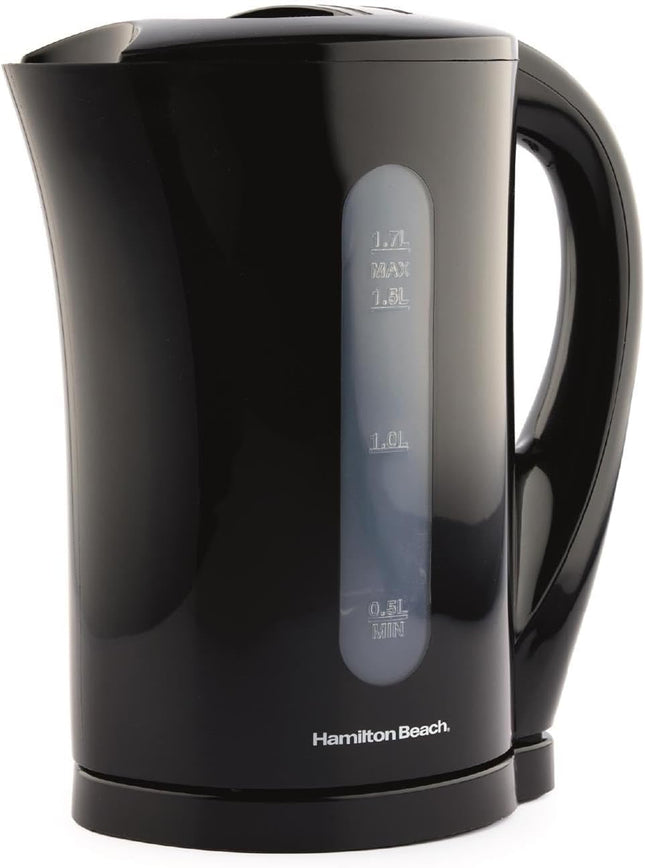 Hamilton Beach Essentials 1.7L Electric Kettle, Auto Shut Off, HB1107B – Black