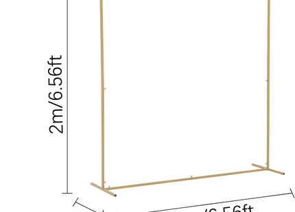 VINCIGANT Gold Square Wedding Arch Stand 6.6ft – Metal Backdrop Frame with Water Bags