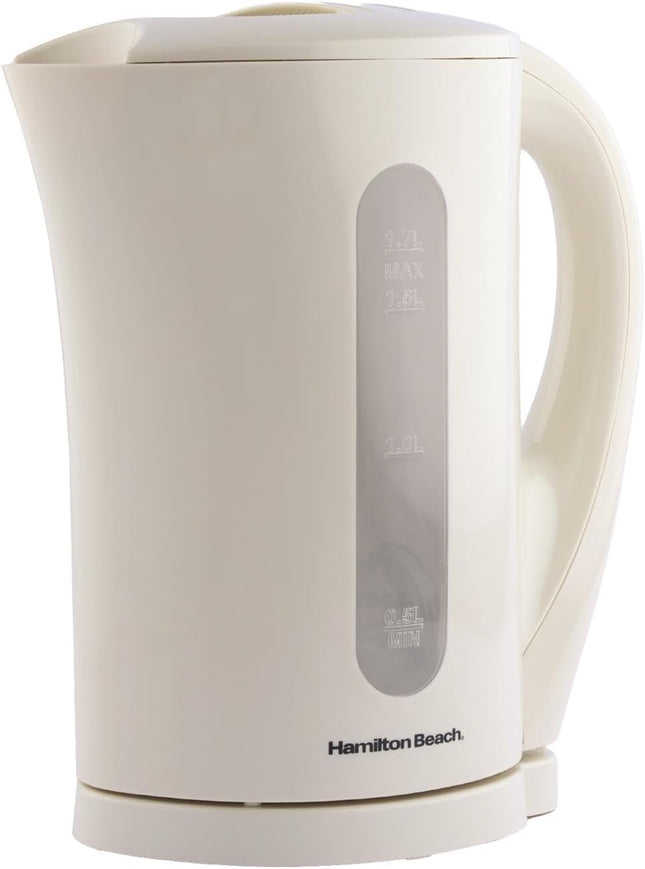 Hamilton Beach Essentials 1.7L Electric Kettle, Auto Shut Off, HB1107C – Cream