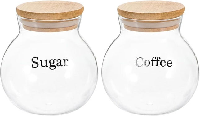 Gzsekken 2-Pack Airtight Glass Coffee Storage Jars – 1.8L Containers with Bamboo Lids