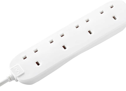 Masterplug 4 Socket Extension Lead 5 Metre Cable 13A 4 Way Power Strip White