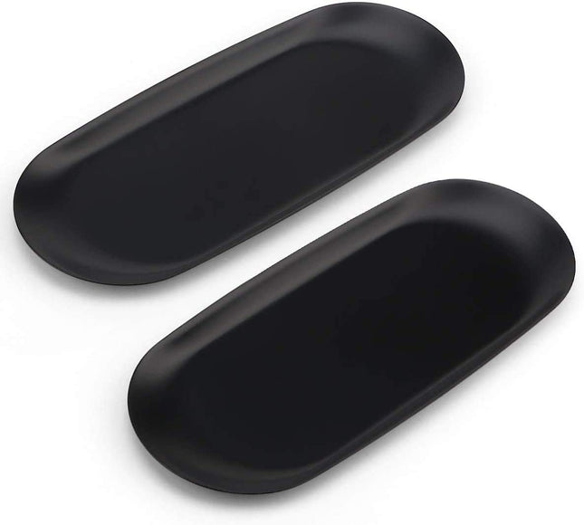 Hioph 2‑Pack Black Stainless Steel Serving Trays – 9" for Tea, Coffee & Snacks