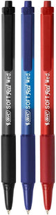 BIC Soft Feel Ballpoint Pens – Medium 1.0mm, Black/Blue/Red, Pack of 3