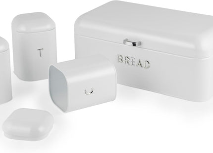 Salter Boston 4-Piece Countertop Set – Bread Bin & Canisters, Ice White