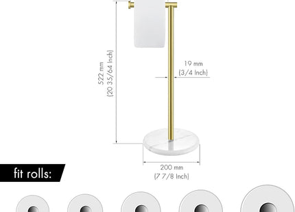 KES Freestanding Toilet Roll Holder with Marble Base SUS304 Stainless Steel Brushed Gold