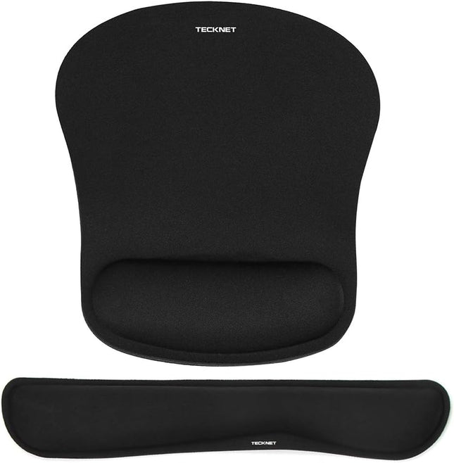 TECKNET Memory Foam Wrist Rest Set – Ergonomic Keyboard & Mouse Support Pad Black