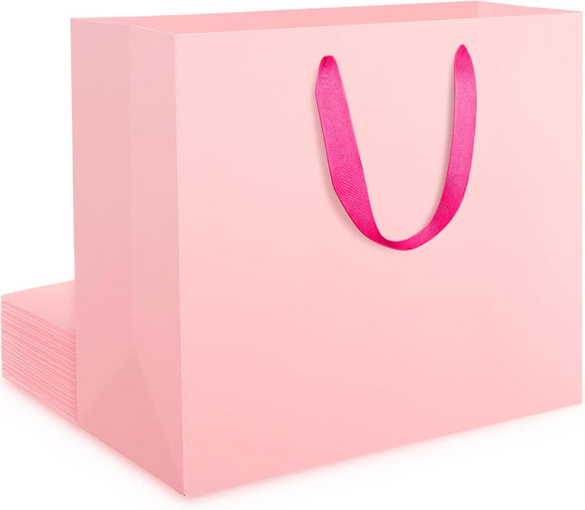 EUSOAR Large Pink Gift Bags with Fabric Handles, Gift Bags for Presents – 9 Pack