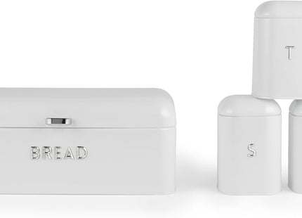 Salter Boston 4-Piece Countertop Set – Bread Bin & Canisters, Ice White