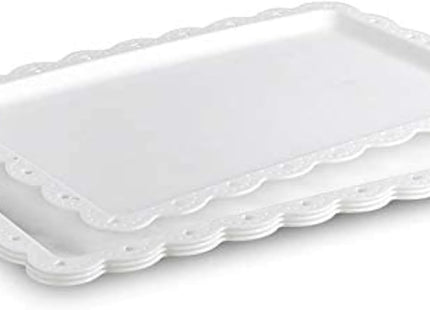 Artliving Plastic Serving Trays 4 Pack White 14 x 9 Inch Food Serving Platters