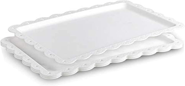Artliving Plastic Serving Trays 4 Pack White 14 x 9 Inch Food Serving Platters