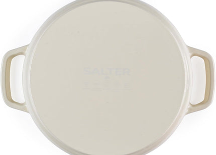Salter Chester 24cm Cast Iron Casserole Pot – 3.4L Enamel Dutch Oven, Cream