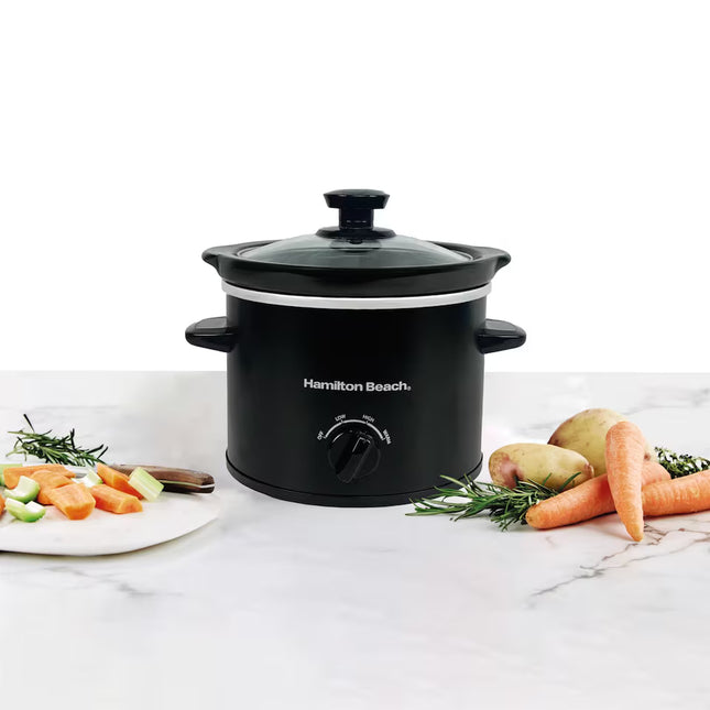 Hamilton Beach 1.8L Mini Slow Cooker, 90W Compact Cooker Black
