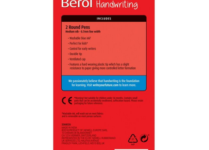 Berol Fineliner Pens – 0.7mm Needlepoint, Black Ink, Pack of 2