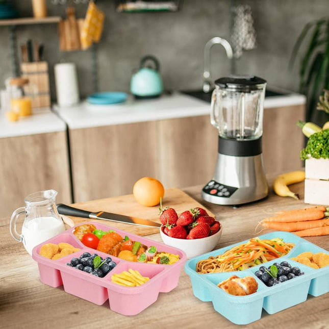 Voency 4 Pack Bento Lunch Box – 4-Compartment Reusable Snack Container with Transparent Lids, Stackable & Dishwasher Safe, 1200ml
