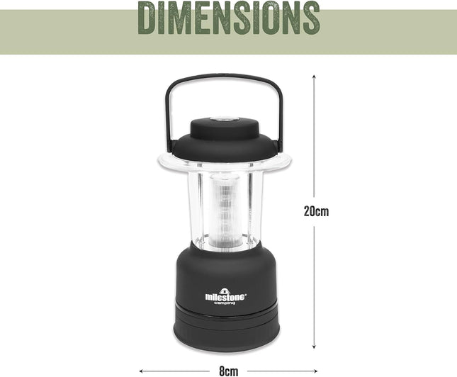 Milestone Camping 52560 12 LED Lantern with Compass & Dimmer – Black