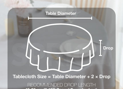 SPRICA Round Jacquard Tablecloth 200cm Water Resistant Heavyweight Polyester Black