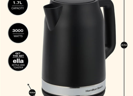 Hamilton Beach Ella 1.7L Electric Kettle, Auto Shut Off, Matte Black - HBK3045MB