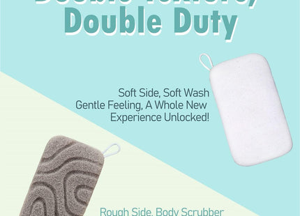 myHomeBody Dual-Texture Exfoliating Shower Sponge 2 Pack – Grey & White