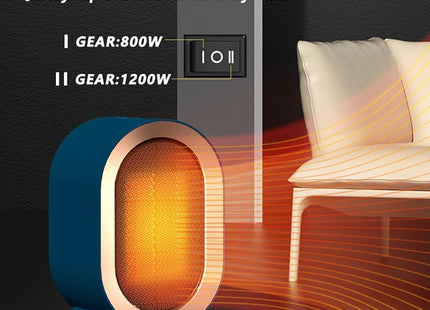 Warmool Portable PTC Ceramic Heater – Quiet Desktop Electric Fan Heater Blue