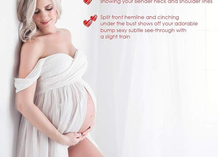 FEOYA Off-Shoulder Maternity Maxi Photoshoot Dress – White