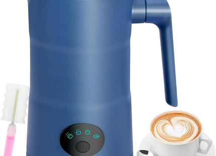 Milk Frother Electric – 4 in 1 Milk Steamer with Automatic Shut-Off – White & Blue