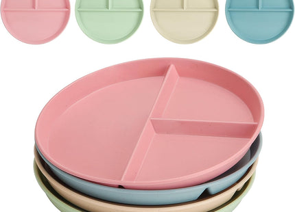 CSYY 4pc 9 Inch Divided Portion Control Dinner Plates – Multicolour