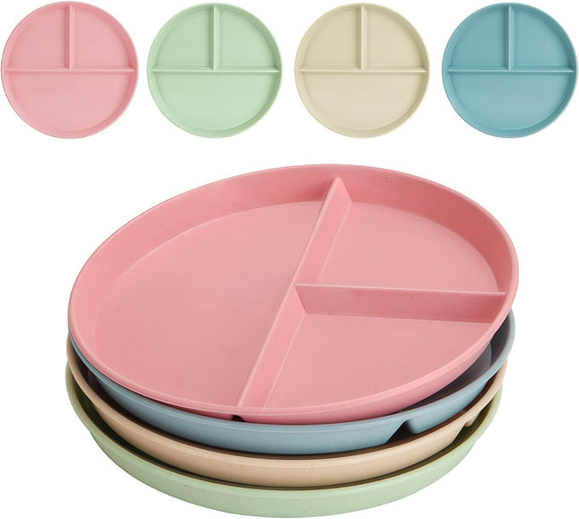 CSYY 4pc 9 Inch Divided Portion Control Dinner Plates – Multicolour