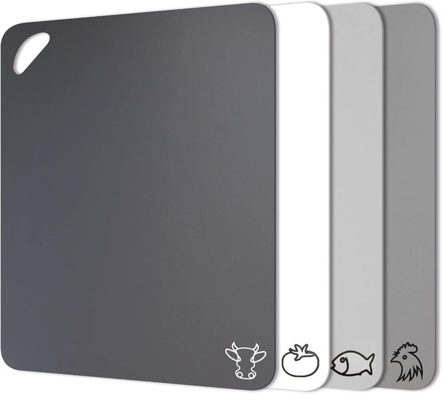 Fotouzy Flexible Plastic Cutting Board Mats – Set of 4, BPA-Free, Dishwasher Safe