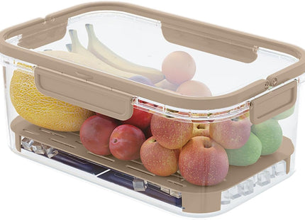 Fridge Food Storage Container with Filter & Handle – Light Coffee