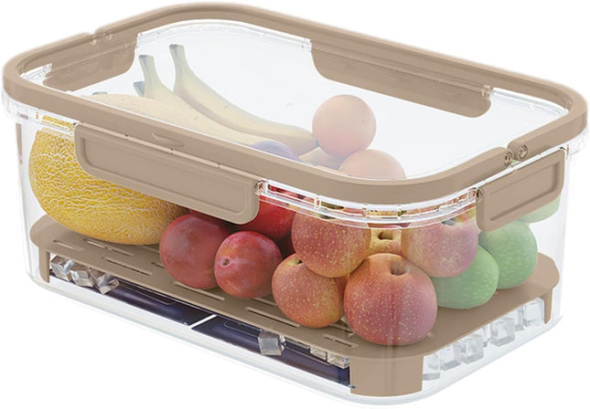 Fridge Food Storage Container with Filter & Handle – Light Coffee