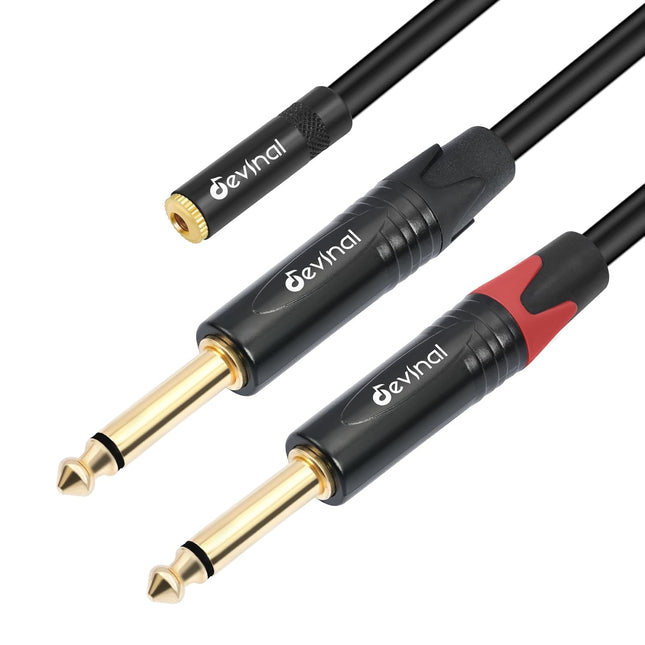 Devinal 3.5mm TRS to Dual 1/4" TS Y Splitter Audio Cable 1ft