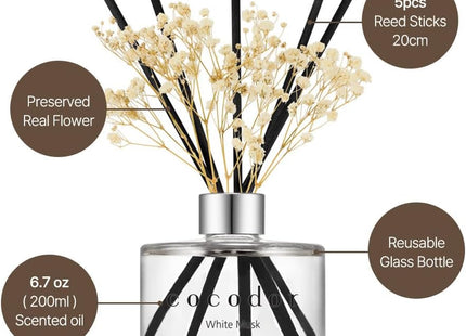 Cocod'or Lovely Peony Reed Diffuser 200ml with Preserved Flowers