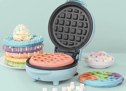 Giles & Posner Sorbet Mini Waffle Maker 550W Non-Stick 11.5cm Plate Pastel Blue