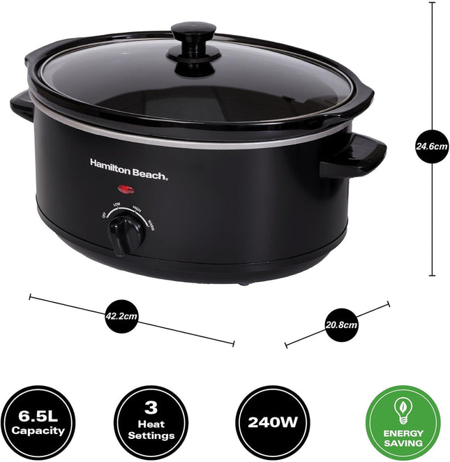 Hamilton Beach Family Favourite 6.5L Slow Cooker, HBSC070B - Black