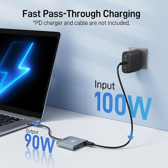 Acer USB C to HDMI Adapter 4K@60Hz with 100W PD Charging & USB 3.0
