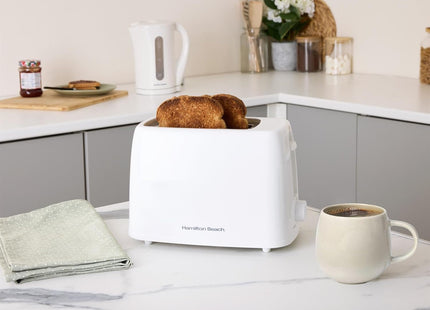 Hamilton Beach Essentials 2 Slice Toaster 650W, Wide Slots, HB1116W – White