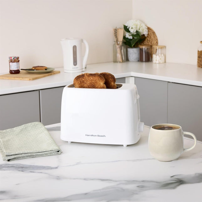 Hamilton Beach Essentials 2 Slice Toaster 650W, Wide Slots, HB1116C – Cream