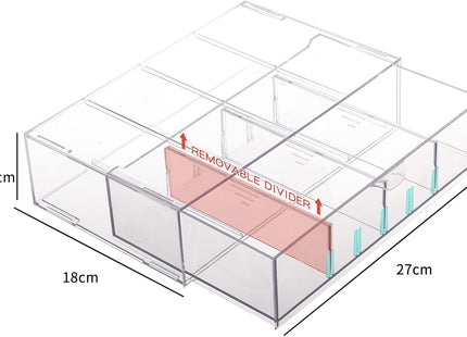 YAKALIKA Clear Desk Organiser Drawer with Adjustable Compartments PH370