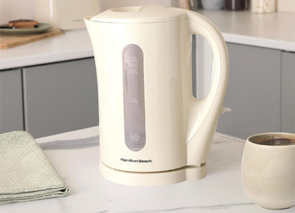 Hamilton Beach Essentials 1.7L Electric Kettle, Auto Shut Off, HB1107C – Cream