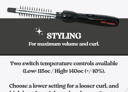 Hair Tools 13mm Heated Round Brush 2 Temperature Curl & Volume Styler