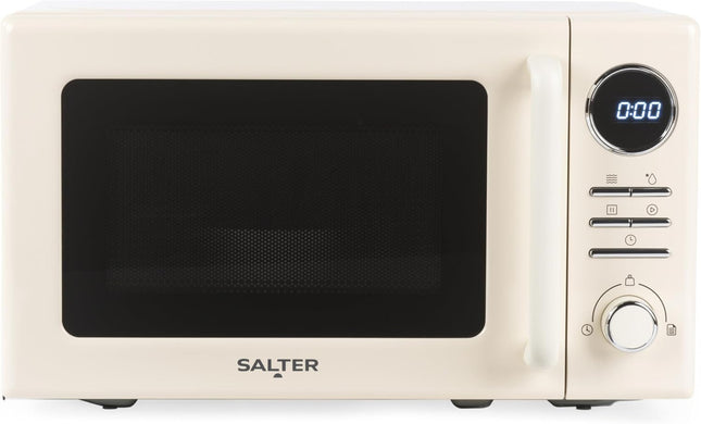 Salter Retro Digital Cream Microwave 20L 800W – 8 Auto Programmes, Defrost